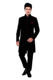 Black Velvet Silk Indian Wedding Indo-Western Sherwani For Men