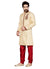 Cream Jacquard Silk Indian Wedding Indo-Western Sherwani For Men