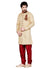 Cream Jacquard Silk Indian Wedding Indo-Western Sherwani For Men