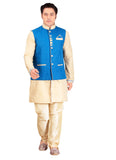 Beige Dupioni Raw Silk Indian Wedding Indo-Western Sherwani For Men