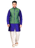 Blue Fabric Silk Indian Wedding Indo-Western Sherwani For Men