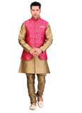 Brown Dupioni Raw Silk Indian Wedding Indo-Western Sherwani For Men