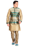 Brown Dupioni Raw Silk Indian Wedding Indo-Western Sherwani For Men