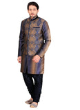 Brown Jacquard Silk Indian Wedding Indo-Western Sherwani For Men