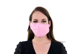 2 Pack Light Pink Reusable Face Masks 3 Layer Cotton Fabric with Pocket for Filter, Nose Strip and Adjustable Ear Loops