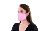 2 Pack Light Pink Reusable Face Masks 3 Layer Cotton Fabric with Pocket for Filter, Nose Strip and Adjustable Ear Loops