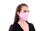2 Pack Light Pink Reusable Face Masks 3 Layer Cotton Fabric with Pocket for Filter, Nose Strip and Adjustable Ear Loops