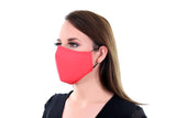 2 Pack Red Reusable Face Masks 3 Layer Cotton Fabric with Pocket for Filter, Nose Strip and Adjustable Ear Loops