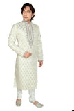 Saris and Things Beige Brocade Readymade Ethnic Indian Kurta Pajama for Men