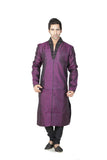 Saris and Things Black & Violet Dupioni Raw Silk Ethnic Ethnic Indian Kurta Pajama for Men