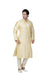 Saris and Things Cream Dupioni Raw Silk Readymade Ethnic Indian Kurta Pajama for Men
