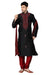 Saris and Things Maroon & Black Dupioni Raw Silk Readymade Ethnic Indian Kurta Pajama for Men