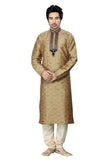 Saris and Things Brown Jacquard Readymade Ethnic Indian Kurta Pajama for Men