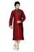 Saris and Things Maroon Dupioni Raw Silk Readymade Ethnic Indian Kurta Pajama for Men