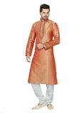 Saris and Things Orange Art Silk Readymade Ethnic Indian Kurta Pajama for Men