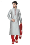 Saris and Things Gray Art Silk Readymade Ethnic Indian Kurta Pajama for Men
