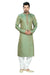 Saris and Things Green & White Brocade Chudidar Ethnic Indian Kurta Pajama for Men