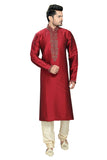 Saris and Things Red Shantoon Readymade Ethnic Indian Kurta Pajama for Men
