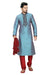 Saris and Things Red & Blue Art Silk Readymade Ethnic Indian Kurta Pajama for Men