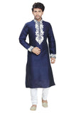 Saris and Things Blue Art Silk Readymade Ethnic Indian Kurta Pajama for Men