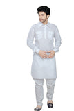 Saris and Things White Cotton Readymade Ethnic Indian Kurta Pajama for Men