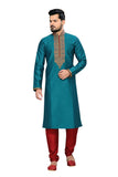 Saris and Things Blue Ghicha Silk Readymade Ethnic Indian Kurta Pajama for Men