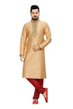 Saris and Things Beige Art Silk Readymade Ethnic Indian Kurta Pajama for Men