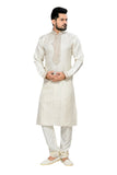 Saris and Things White Jacquard Readymade Ethnic Indian Kurta Pajama for Men