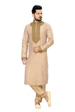 Saris and Things Beige Ghicha Silk Readymade Ethnic Indian Kurta Pajama for Men