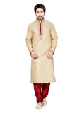 Saris and Things Beige Jacquard Readymade Ethnic Indian Kurta Pajama for Men