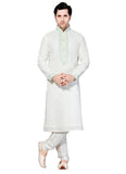 Saris and Things White Linen Readymade Ethnic Indian Kurta Pajama for Men