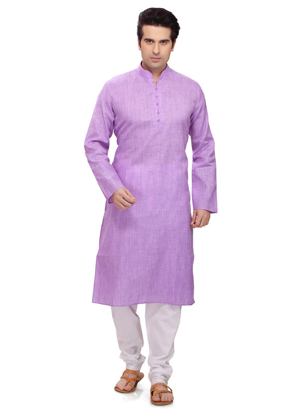 Saris and Things Lavender Cotton Readymade Ethnic Indian Kurta Pajama for Men