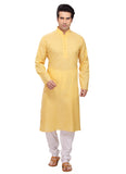 Saris and Things Yellow Cotton Readymade Ethnic Indian Kurta Pajama for Men