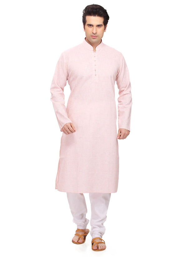 Saris and Things Pink Cotton Readymade Ethnic Indian Kurta Pajama for Men