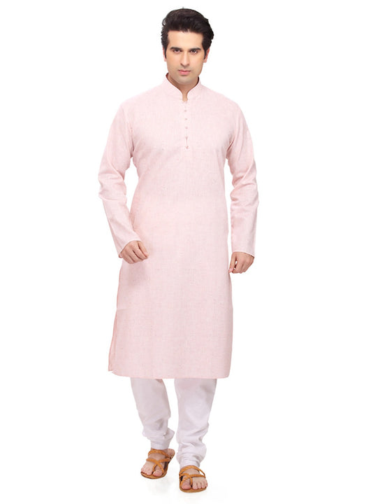 Saris and Things Pink Cotton Readymade Ethnic Indian Kurta Pajama for Men