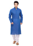 Saris and Things Blue Cotton Readymade Ethnic Indian Kurta Pajama for Men