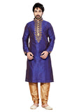 Saris and Things Purple Dupioni Raw Silk Readymade Ethnic Indian Kurta Pajama for Men