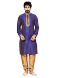 Saris and Things Purple Dupioni Raw Silk Readymade Ethnic Indian Kurta Pajama for Men