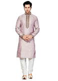 Saris and Things Lavender Brocade Readymade Ethnic Indian Kurta Pajama for Men