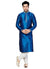 Saris and Things Blue Brocade Readymade Ethnic Indian Kurta Pajama for Men