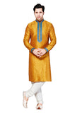 Saris and Things Gold Ghicha Silk Readymade Ethnic Indian Kurta Pajama for Men