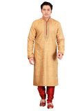 Saris and Things Brown Cotton Silk Readymade Ethnic Indian Kurta Pajama for Men