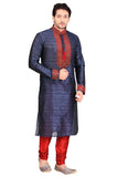 Saris and Things Blue Silk Readymade Ethnic Indian Kurta Pajama for Men