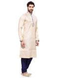 Saris and Things Cream Brocade Readymade Ethnic Indian Kurta Pajama for Men