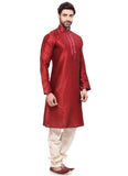 Saris and Things Red Traditional Lace work Readymade Ethnic Indian Kurta Pajama for Men