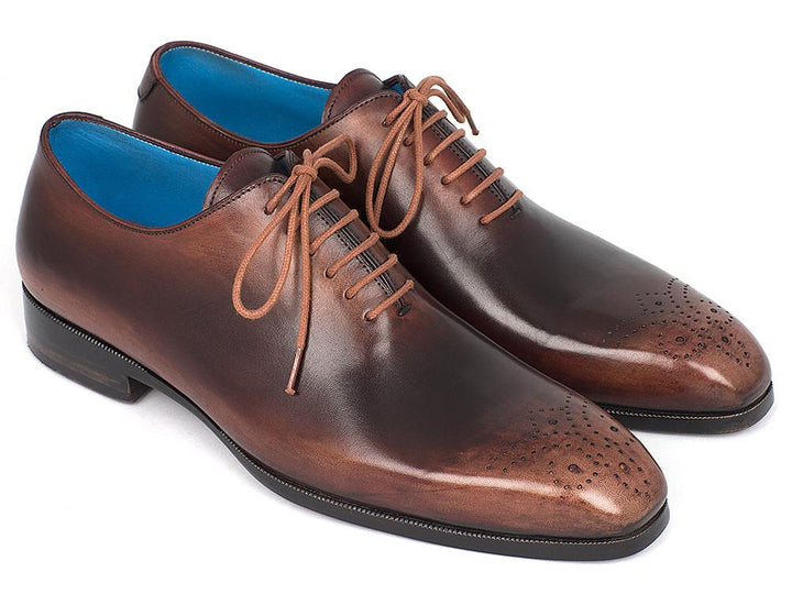 Paul Parkman Men's Camel & Brown Wholecut Oxfords Shoes (ID#KR254CML) Size 10.5-11 D(M) US