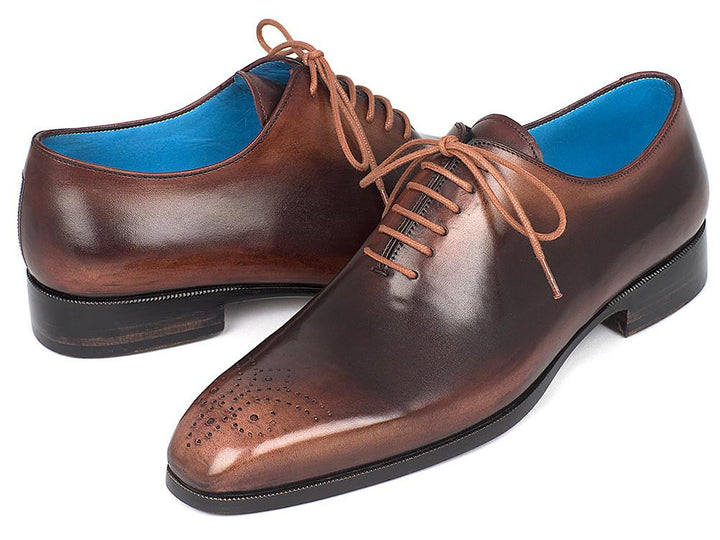 Paul Parkman Men's Camel & Brown Wholecut Oxfords Shoes (ID#KR254CML) Size 9-9.5 D(M) US