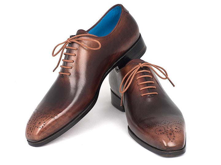 Paul Parkman Men's Camel & Brown Wholecut Oxfords Shoes (ID#KR254CML) Size 6.5-7 D(M) US