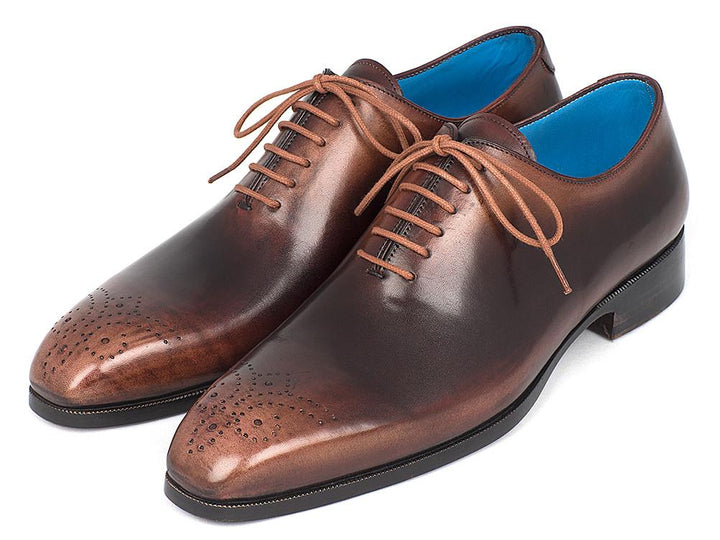 Paul Parkman Men's Camel & Brown Wholecut Oxfords Shoes (ID#KR254CML) Size 9.5-10 D(M) US