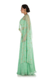 Hand Embroidered Mint Green Cape Lehenga Set